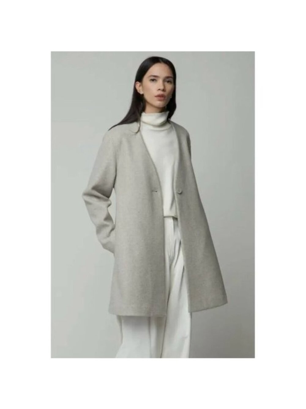 OAK + FORT Oversized Heather Beige Oatmeal Coat Large